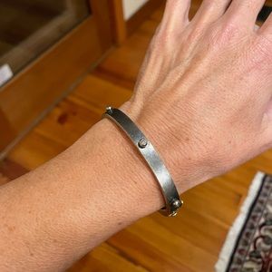 Rene Escobar Oxidized Sterling Silver Diamond Bangle.